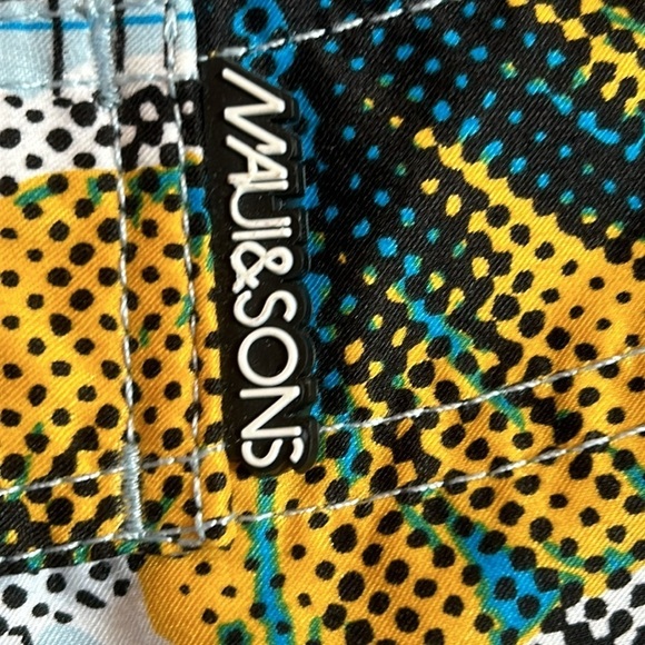 MAUI & SONS Tropical Grid Swim & Surf Shorts Mens 32 Summer Sale $10 - Picture 2 of 9